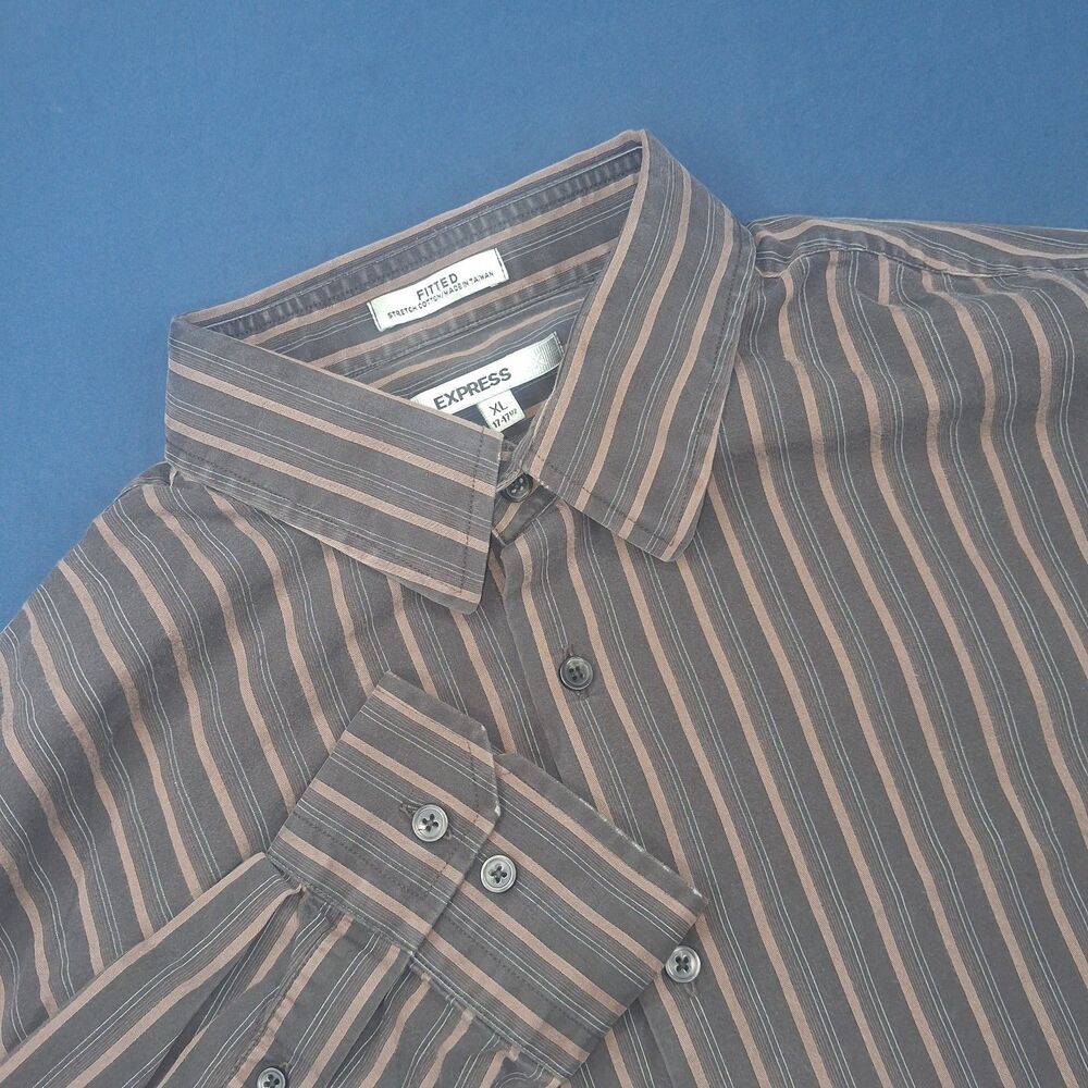 Express 1MX Striped Men's Fitted Shirt XL